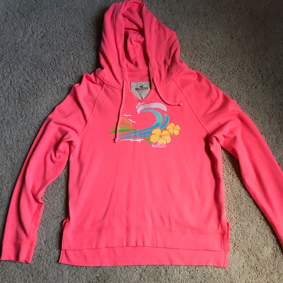neon pink hollister hoodie - Picture 2 of 5